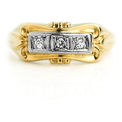 Mid-Century .10 CTW Three Stone Vintage Diamond Wedding Ring