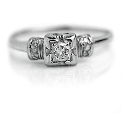 Dainty Antique .37 CTW Square Art Deco Diamond Engagement Ring