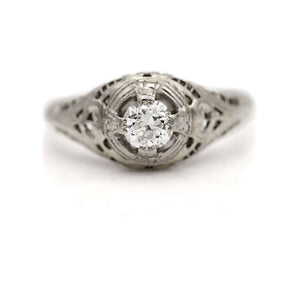 Vintage 1930s .35 CTW European Cut Diamond Art Deco Engagement Ring