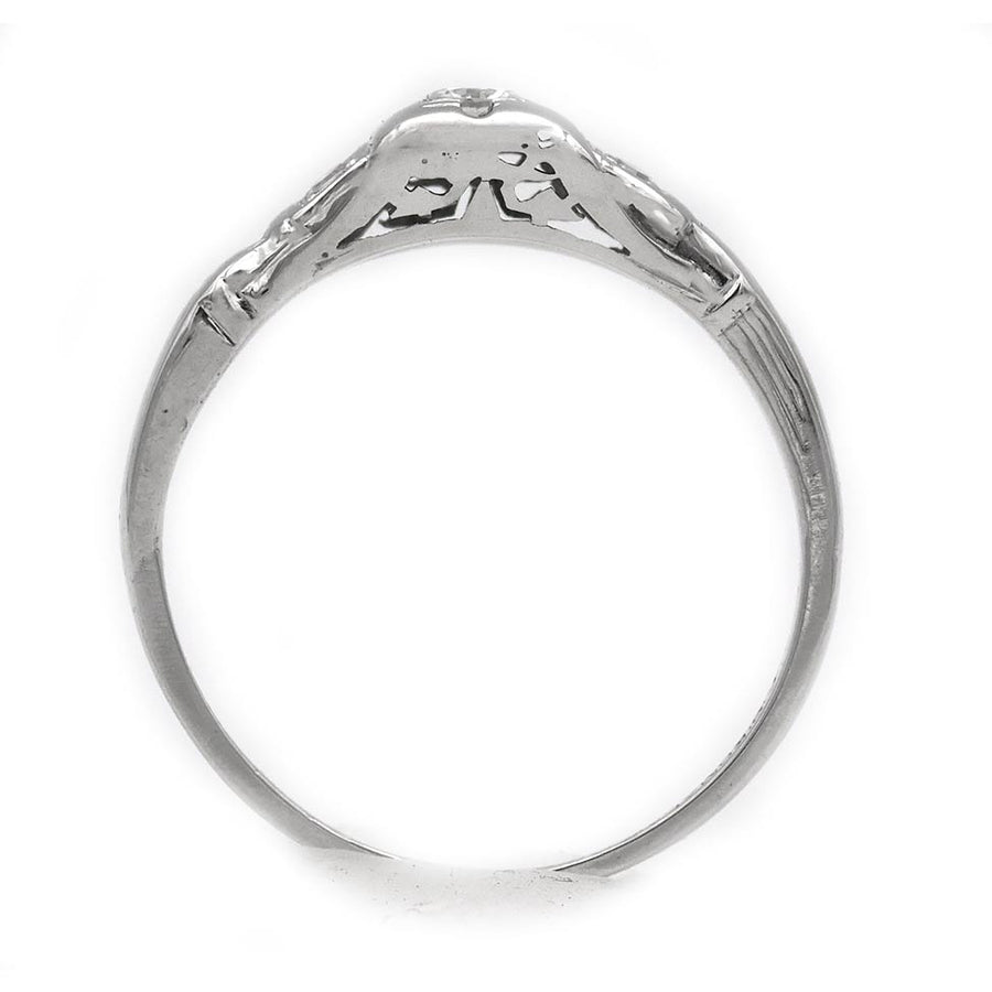Antique .15ctw Old European Cut Diamond - 14k White Gold 1930s Ring