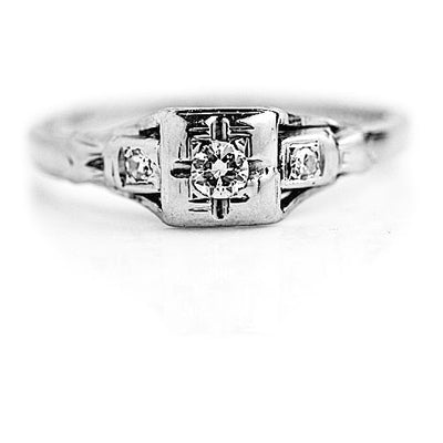 Classic .15 CTW Antique Diamond Engagement Ring with Side Stones