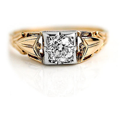 Victorian .35 CTW Two Tone Square Vintage Engagement Ring