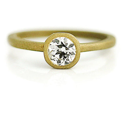 Mid-Century .55 Ct Bezel Set European Cut Diamond Engagement Ring