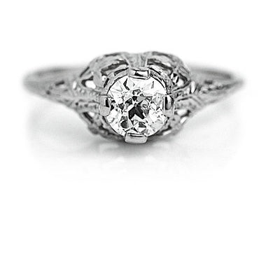 Antique .80 CTW Old Mine Cut Diamond Solitaire Art Deco Engagement Ring