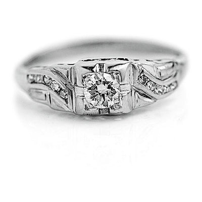 Antique Asymmetric .50 CTW Diamond Art Deco Engagement Ring