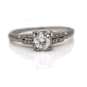 Mid-Century .69 CTW Old Mine Cut Diamond Split Shank Antique Engagement Ring GIA J/VS1