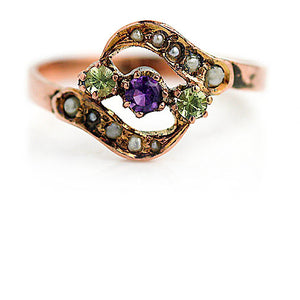 Victorian .20 CTW Amethyst Spinel Pearl Antique Engagement Ring - Vintage Diamond Ring