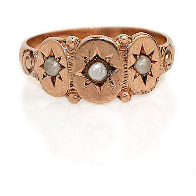 Victorian Pearl Starburst Antique Engagement Ring