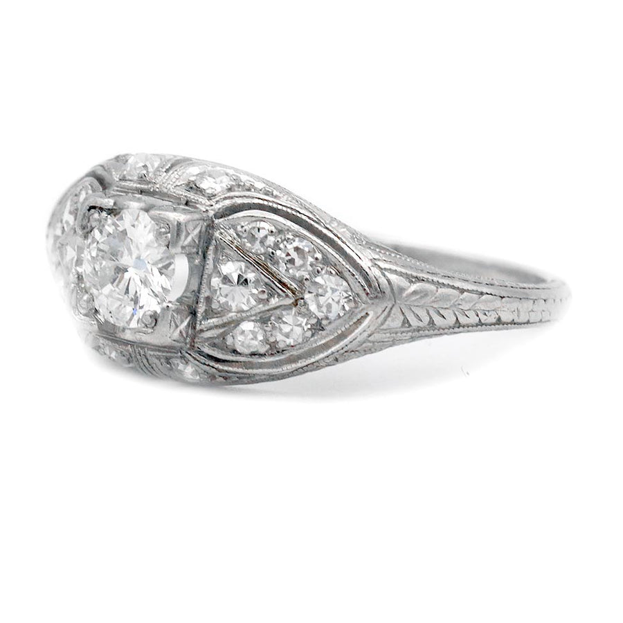 The Christy | .63 CTW Art Deco Platinum Transitional Cut Diamond Ring