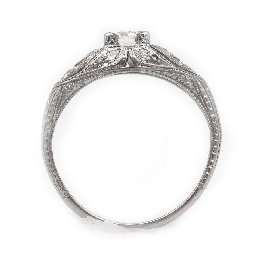 The Christy | .63 CTW Art Deco Platinum Transitional Cut Diamond Ring