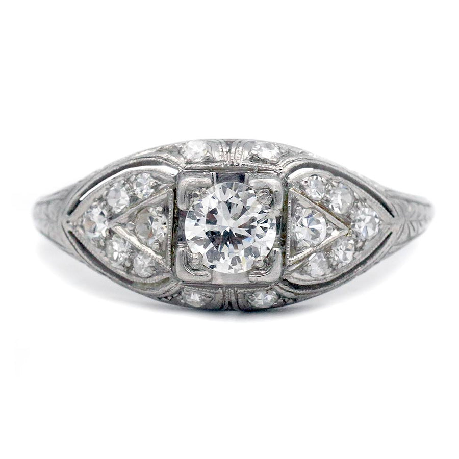 The Christy | .63 CTW Art Deco Platinum Transitional Cut Diamond Ring