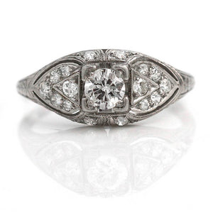Vintage .63 CTW Platinum Old European Cut Diamond Art Deco Engagement Ring