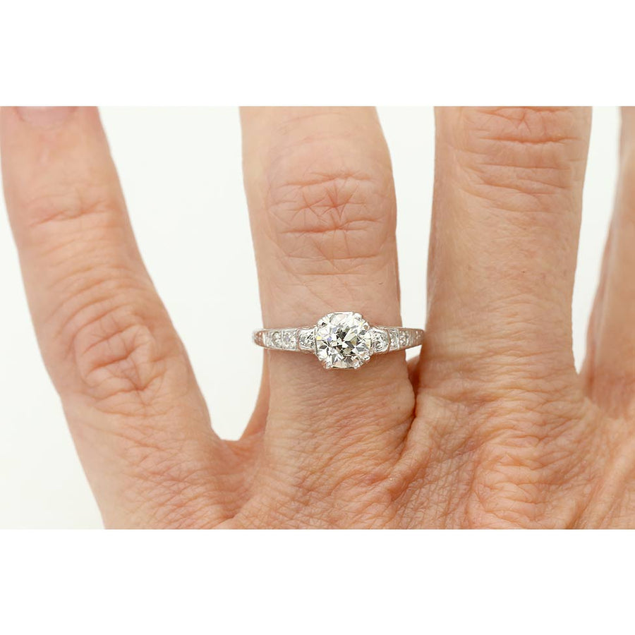 Antique Trefoil Prong .96 CTW Filigree Art Deco Engagement Ring