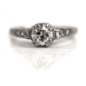 Antique Trefoil Prong .96 CTW Filigree Art Deco Engagement Ring