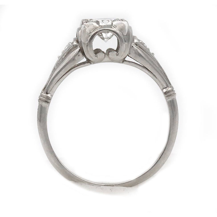 Art Deco .50 CTW Transitional Cut Diamond Engagement Ring in Platinum