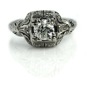 Unique Antique .90 CTW Square Shaped Old Mine Cut Diamond Vintage Engagement Ring