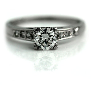 Mid-Century .62 CTW Old European Cut Platinum Diamond  Engagement Ring