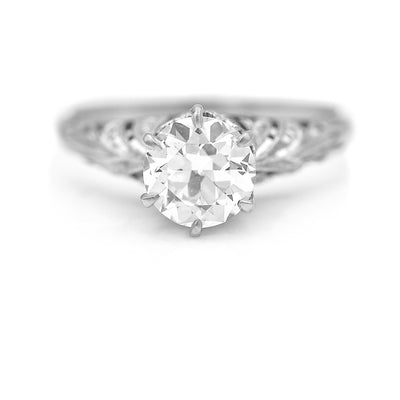 Art Deco 1.17 CTW Solitaire Old European Cut Antique Diamond Engagement Ring GIA I/VS2