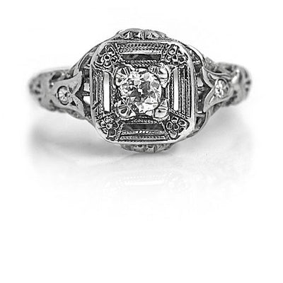 Art Deco .25 CTW Open Faced European Cut Diamond Antique Engagement Ring