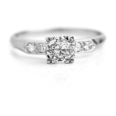 Art Deco 1.05 CTW Vintage Diamond Engagement Ring with Mine Cut Diamonds