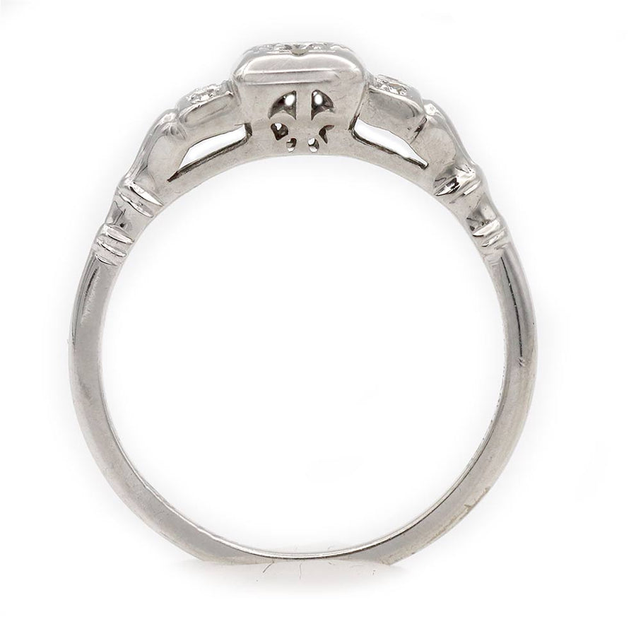 Art Deco .18 CTW Old Mine Cut Diamond Geometric Vintage Engagement Ring