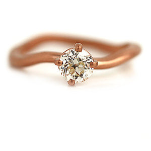 Vintage Style .50 CTW Europen Cut Carved Wave Diamond Engagement Ring