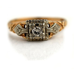 Mid-Century .15 CTW European Cut Diamond Antique Engagement Ring