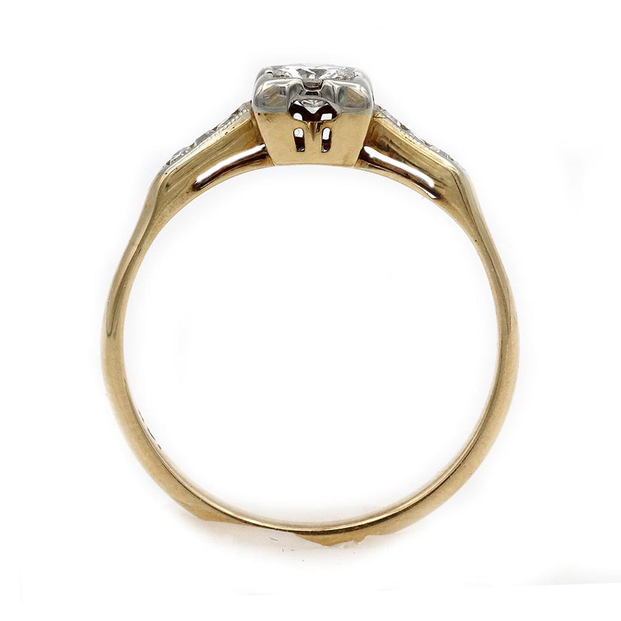 Vintage .25 Ct Diamond 1940s Two-Tone Gold Engagement Ring