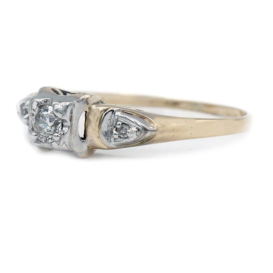 Mid-Century .34 CTW 14 Karat Two Tone Diamond Vintage Engagement Ring