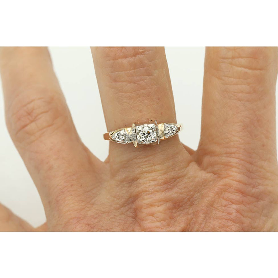 Mid-Century .34 CTW 14 Karat Two Tone Diamond Vintage Engagement Ring