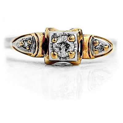 Mid-Century .34 CTW 14 Karat Two Tone Diamond Vintage Engagement Ring