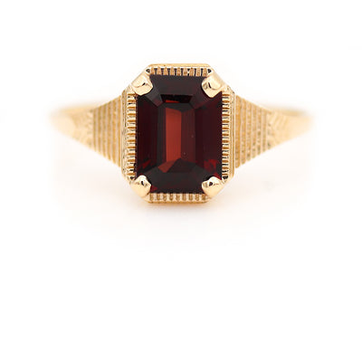 Vintage Style 1.19 CTW Emerald Cut Garnet Gemstone Engagement Ring