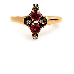 Victorian .40 CTW Garnet & Rose Cut Diamond Gemstone Engagement Ring