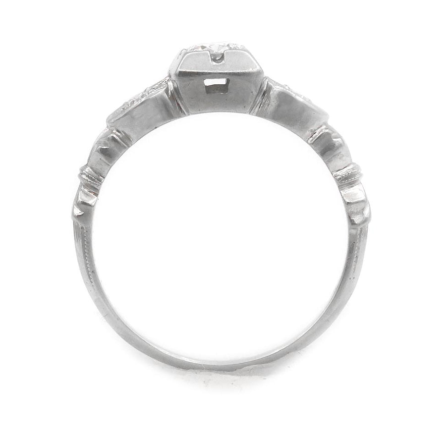 Art Deco .28 CTW Transitional Cut Diamond Navette Vintage Engagement Ring