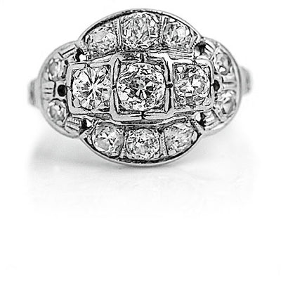 Mid-Century .64 CTW 1940s Platinum Antique Diamond Dome Engagement Ring