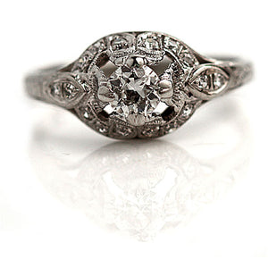 Vintage .54 CTW Open Faced Art Deco Diamond Engagement Ring