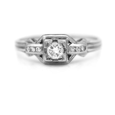 Art Deco .32 CTW Old European Cut Diamond Vintage Engagement Ring