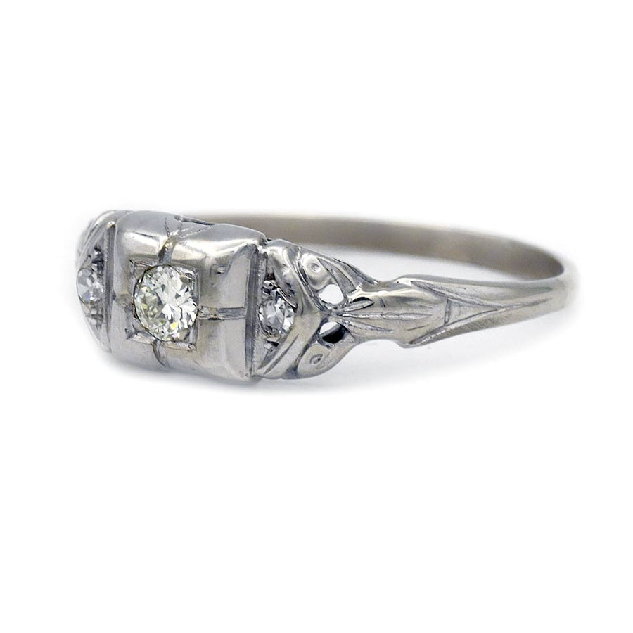 Dainty Art Deco .12 Ct Old European Cut Diamond Vintage Engagement Ring