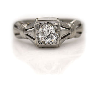 Art Deco .43 CT Old European Cut Diamond Vintage Engagement Ring GIA I/VS2