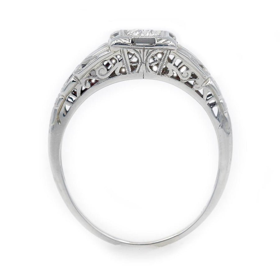 Art Deco .20 Ct Old European Cut Diamond Solitaire Engagement Ring