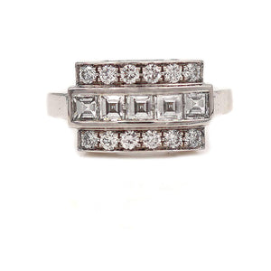 Vintage Style 1.60 CTW Square Cut Diamond Platinum Wedding Ring