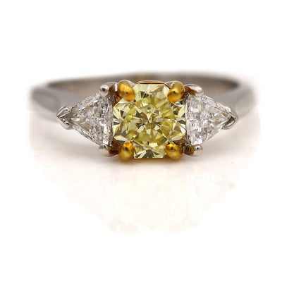 1.26 CT Fancy Yellow Octagon Diamond Colored Engagement Ring – GIA Certified