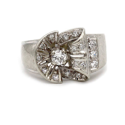 Retro .57 CTW European Cut Diamond Mid-Century Engagement Ring - Vintage Diamond Ring