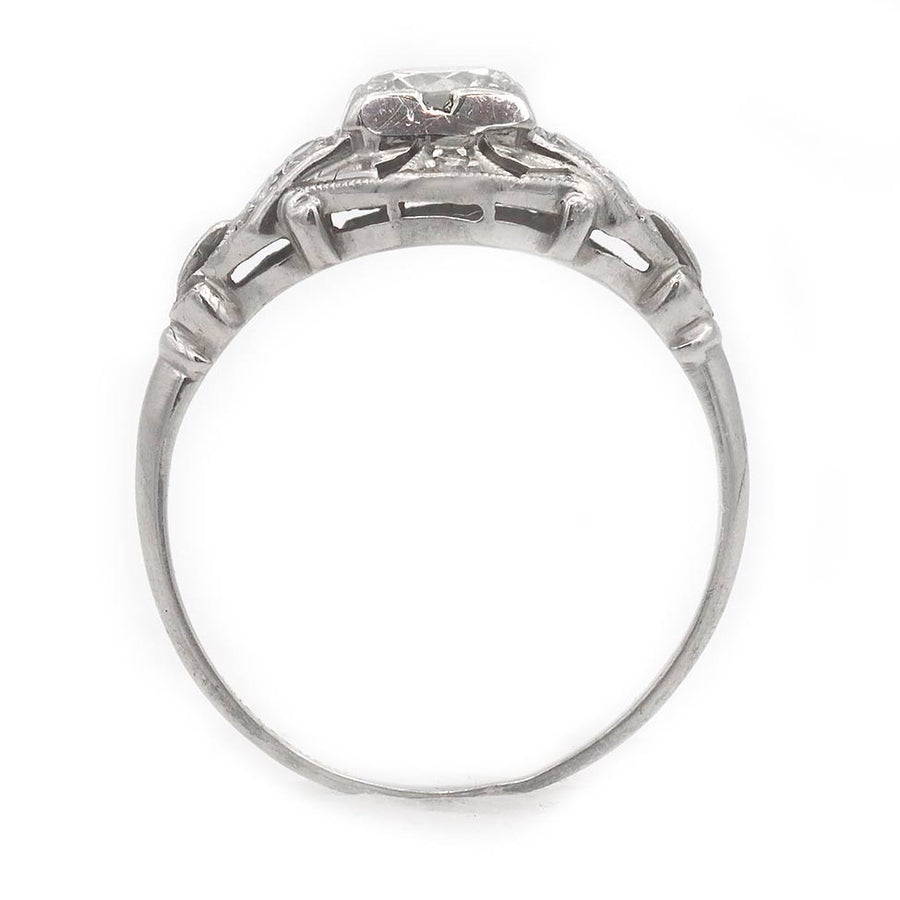 Art Deco .50 Ct Platinum Old European Cut Diamond Engagement Ring
