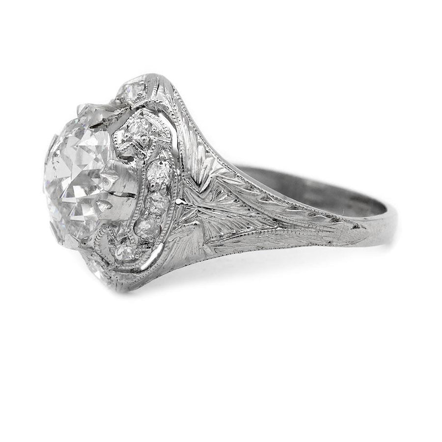Art Deco 2.11 Ct Old European Cut Diamond Platinum Vintage Engagement Ring – GIA I/I1