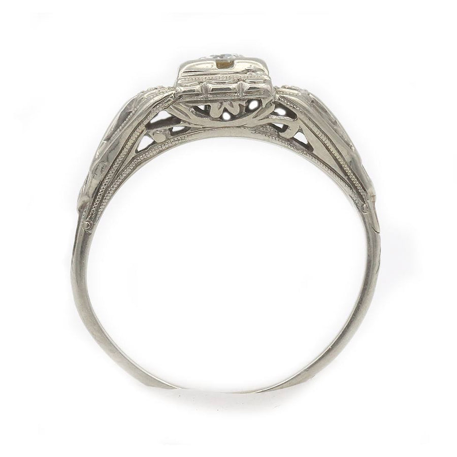 Art Deco .20 CTW Old European Cut Geometric Square Engagement Ring