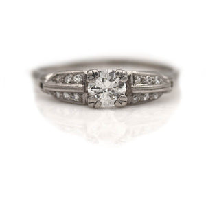 Art Deco .74 CTW Trefoil Prong Transitional Cut Diamond Vintage Engagement Ring