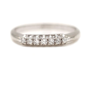 Petite Mid-Century .05 CTW Prong Set 14 Kt White Gold and Diamond Vintage Wedding Band