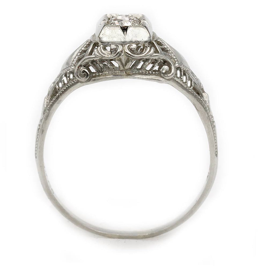 Art Deco .15 Ct Old Mine Cut Diamond Antique Engagement Ring