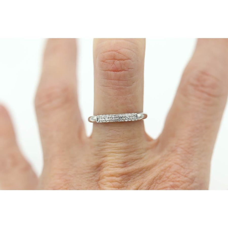 SOLD SOLD Vintage 6 Stone Diamond Wedding Ring Platinum Size 6.25